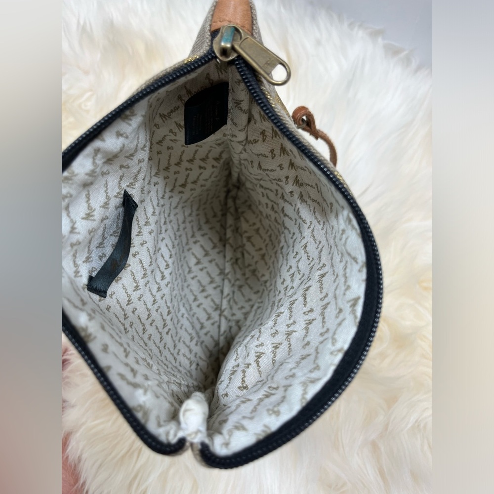 Mona B. Up cycled Coated Canvas Crossbody w Vegan Leather Metallic Gold Design - Picture 12 of 17